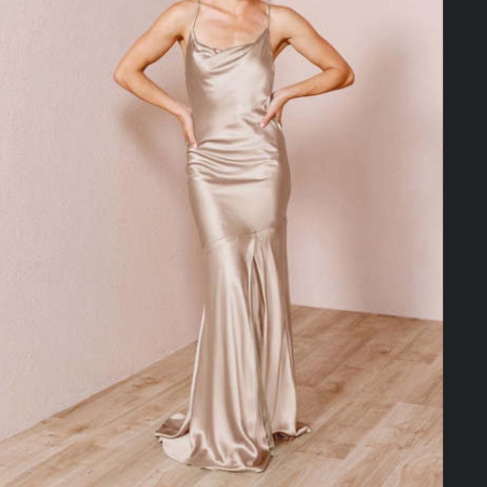 Revelry - Kimora Satin Dress in the color Prosecco